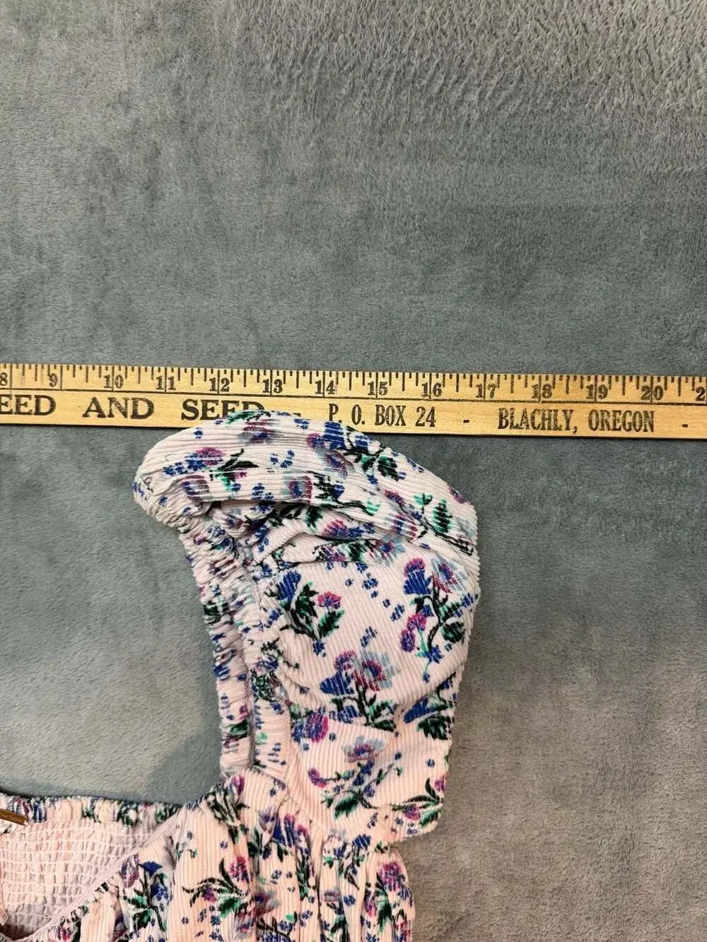 Free People Gaia Printed Corduroy Floral Blouse Top